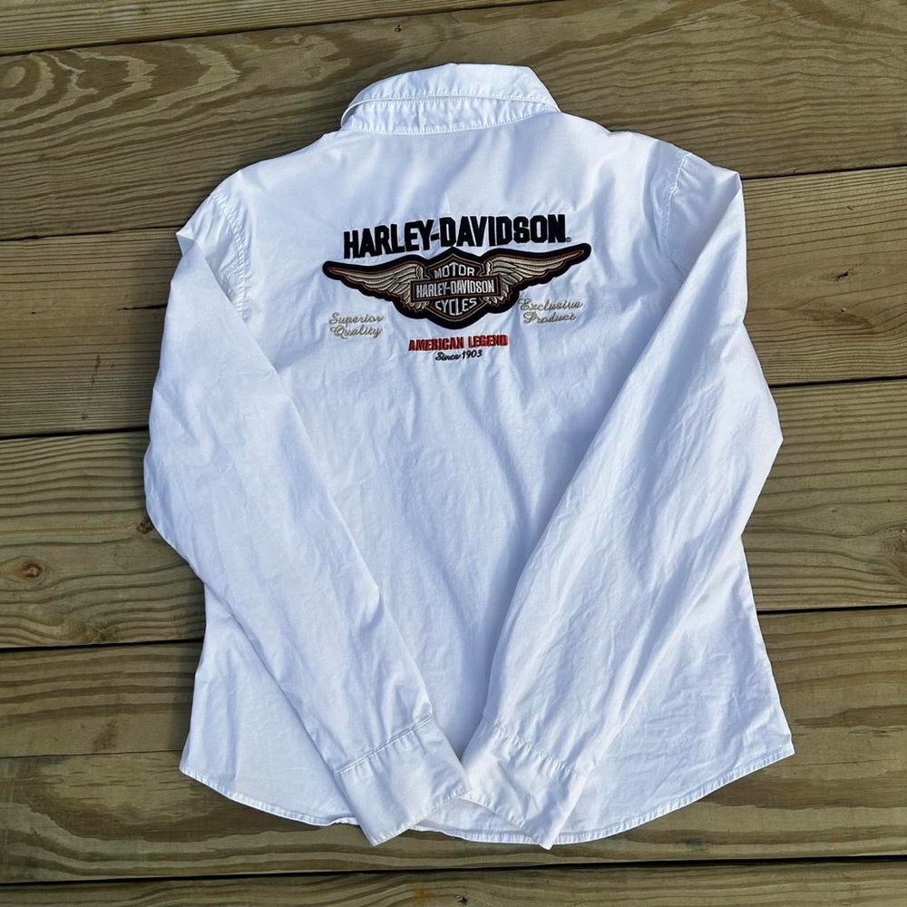 Harley-Davidson White Casual Button Down Shirt